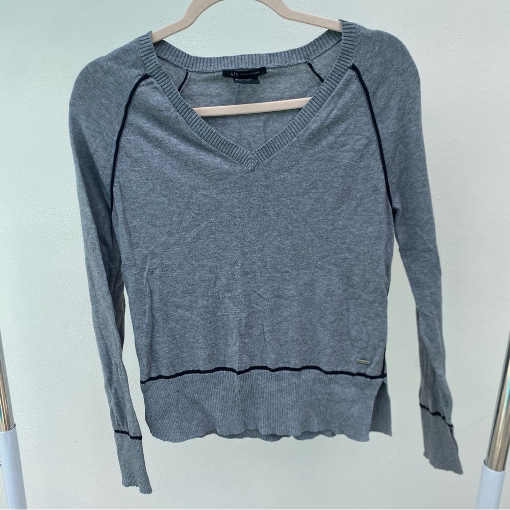 Armani Exchange Grey & Black V-neck Sweater Size Medium